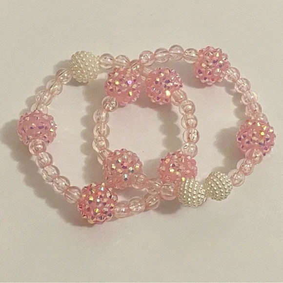 Hand Crafted Pink and White Beaded Bracelets - Picture 1 of 3
